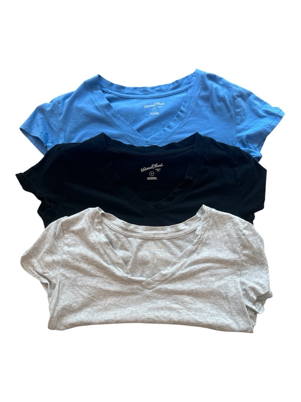 Universal Thread 3-Pack V-Neck Tee — Blue, Black & Light Gray